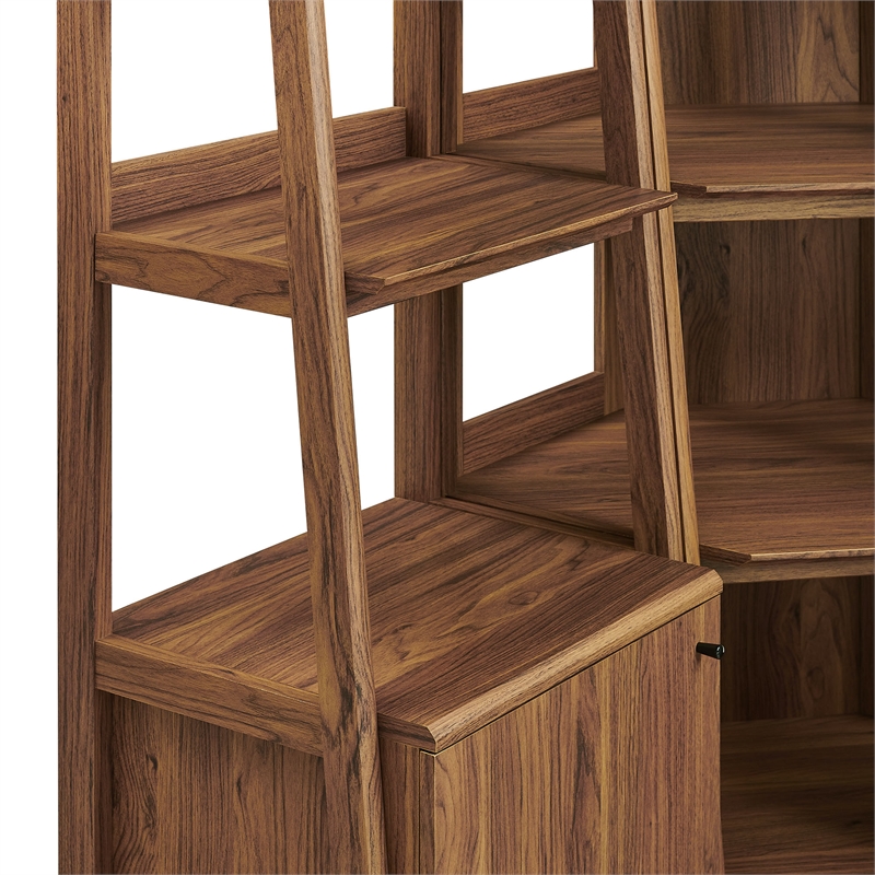 Bixby 3-piece Corner Bookshelf Set with Narrow Bookshelves in Walnut