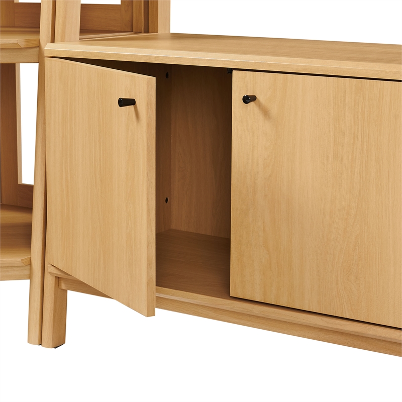 Bixby 3-Piece Corner Bookshelf Set with Wide Bookshelves in Oak