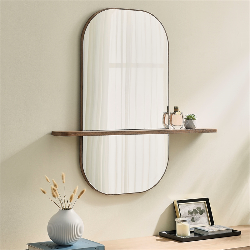 Solstice Large Oval Mirror in Walnut