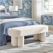 Mossi Oval Performance Velvet Accent Bench in Alabster