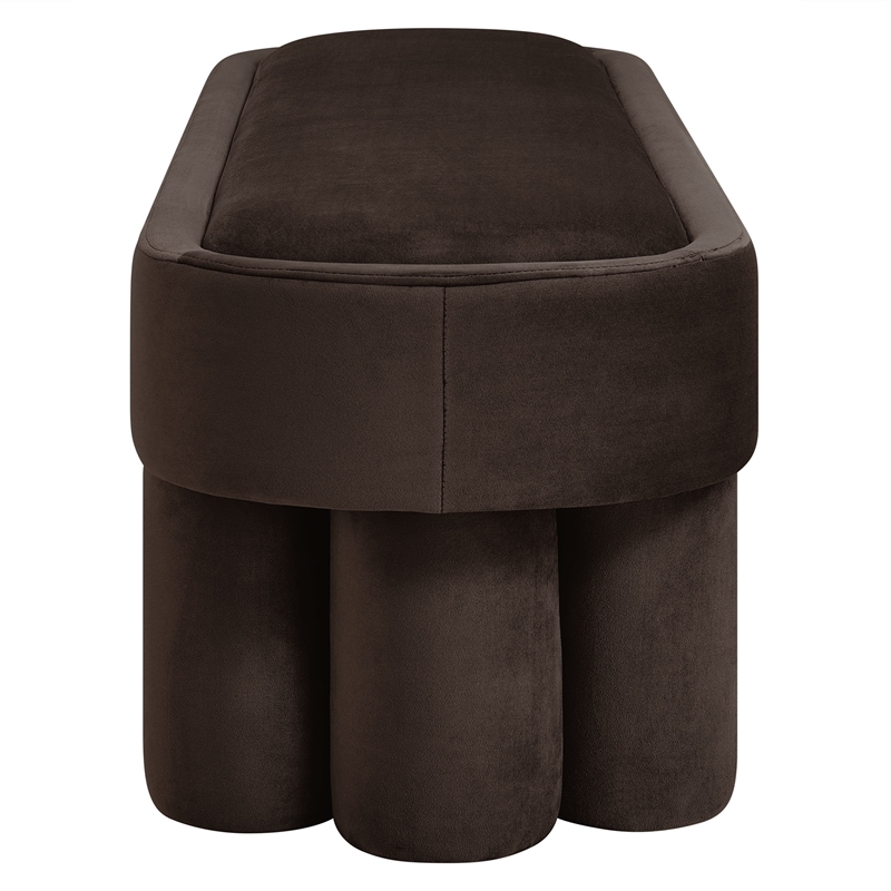 Mossi Oval Performance Velvet Accent Bench in Chocolate Brown
