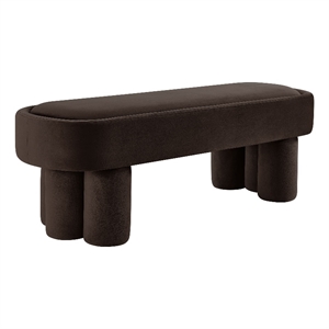 Mossi Oval Performance Velvet Accent Bench in Chocolate Brown