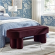 Mossi Oval Performance Velvet Accent Bench in Mulberry