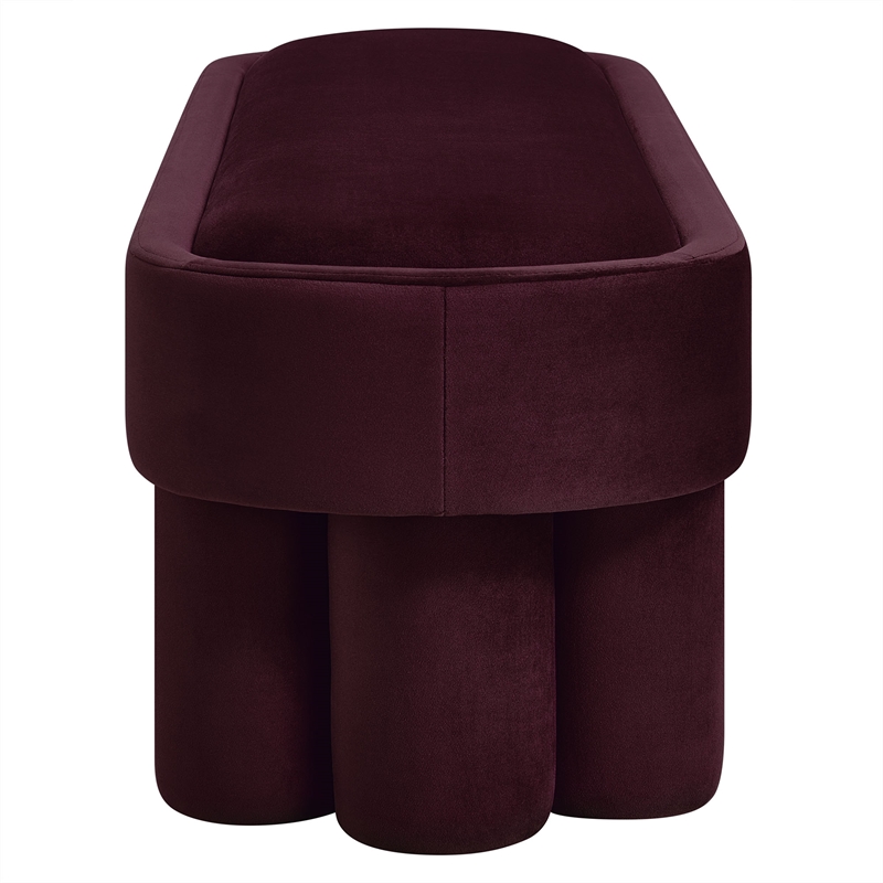 Mossi Oval Performance Velvet Accent Bench in Mulberry