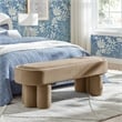 Mossi Oval Performance Velvet Accent Bench in Taupe
