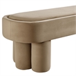 Mossi Oval Performance Velvet Accent Bench in Taupe