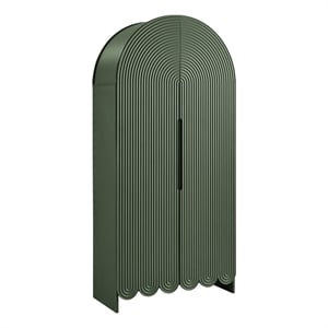 Dahlia 78 Inch Fluted and Scalloped Arched Storage Cabinet in Hunter Green