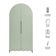 Dahlia 78 Inch Fluted and Scalloped Arched Storage Cabinet in Sage