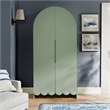 Dahlia 78 Inch Fluted and Scalloped Arched Storage Cabinet in Sage