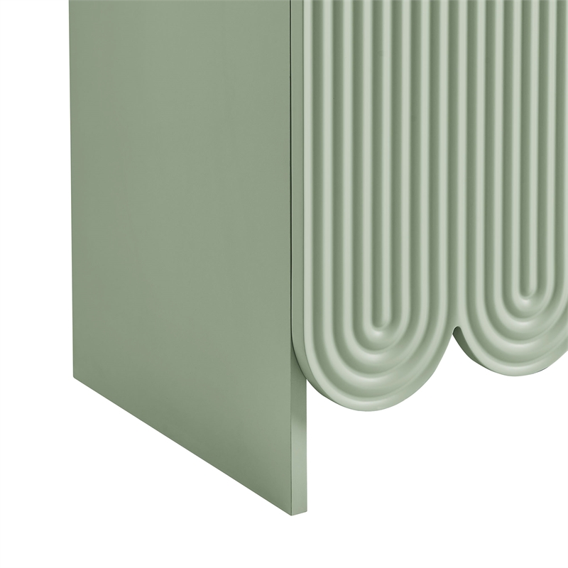 Dahlia 78 Inch Fluted and Scalloped Arched Storage Cabinet in Sage