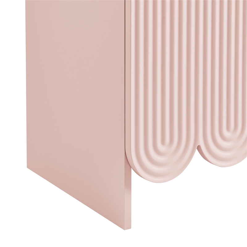 Dahlia 78 Inch Fluted and Scalloped Arched Storage Cabinet in Soft Pink