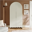 Dahlia 78 Inch Fluted and Scalloped Arched Storage Cabinet in White