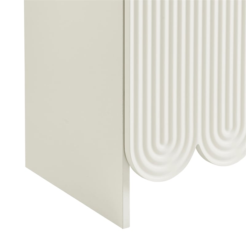 Dahlia 78 Inch Fluted and Scalloped Arched Storage Cabinet in White