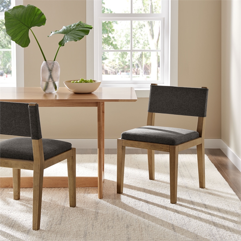Calder Fabric Upholstered Wood Armless Dining Chair in Dark Gray