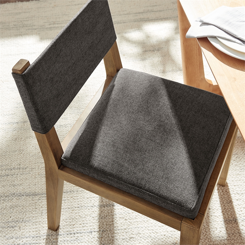 Calder Fabric Upholstered Wood Armless Dining Chair in Dark Gray
