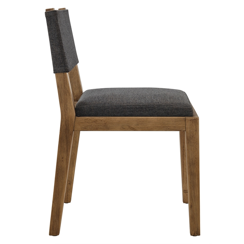 Calder Fabric Upholstered Wood Armless Dining Chair in Dark Gray