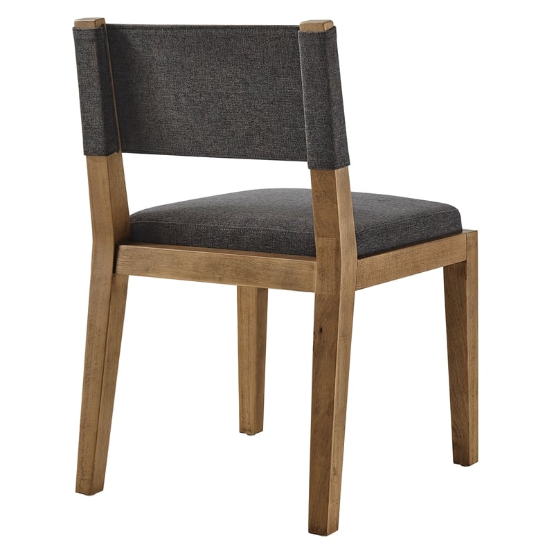 Calder Fabric Upholstered Wood Armless Dining Chair in Dark Gray