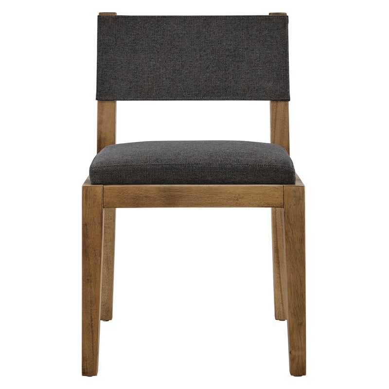 Calder Fabric Upholstered Wood Armless Dining Chair in Dark Gray