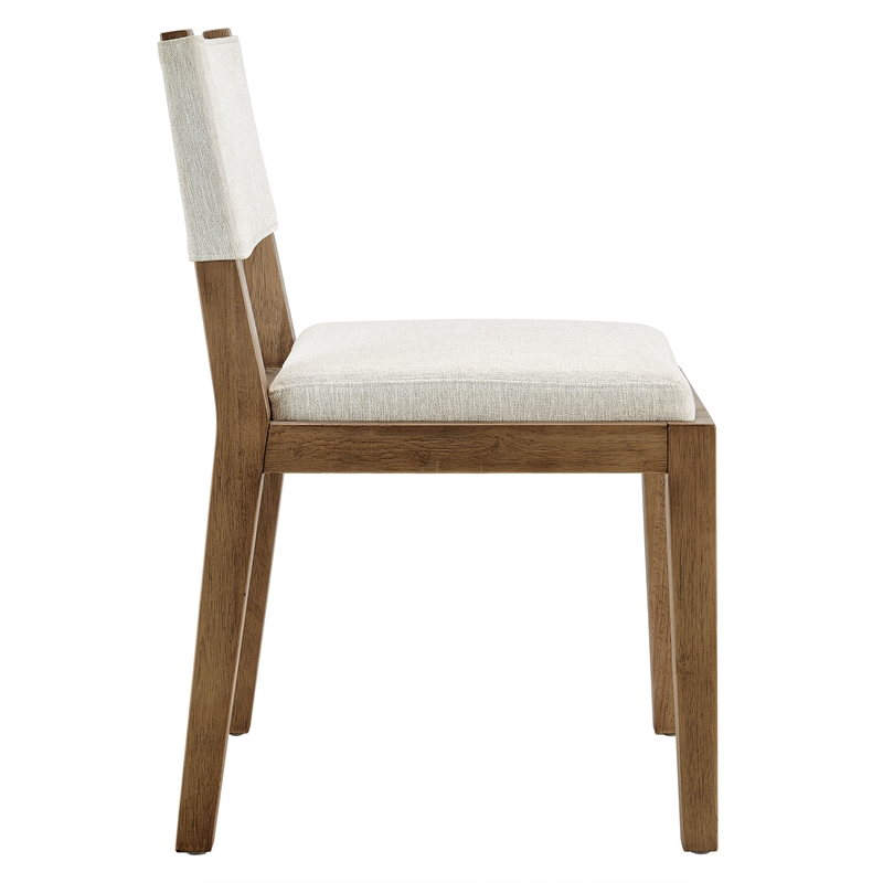Calder Fabric Upholstered Wood Armless Dining Chair in Ivory