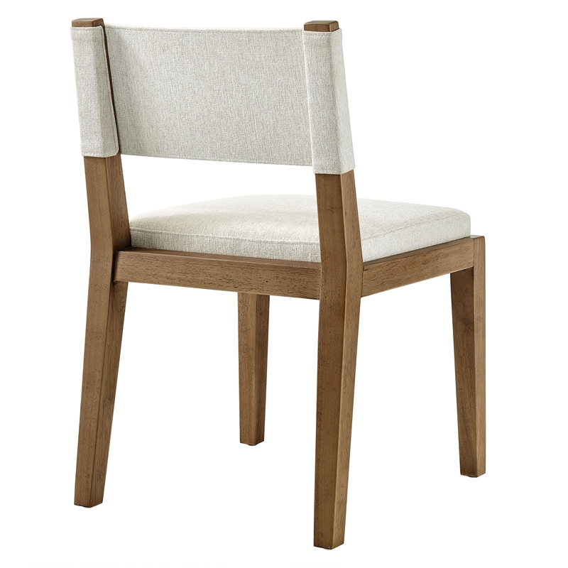 Calder Fabric Upholstered Wood Armless Dining Chair in Ivory