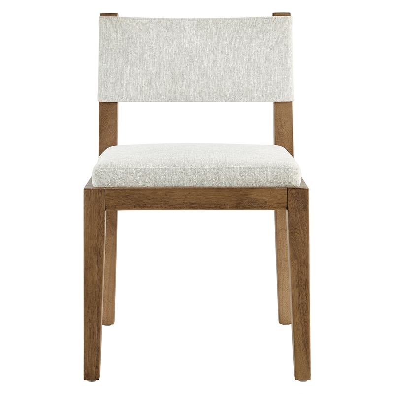 Calder Fabric Upholstered Wood Armless Dining Chair in Ivory