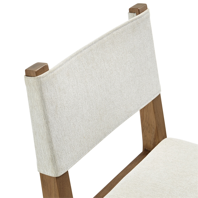 Calder Fabric Upholstered Wood Armless Dining Chair in Ivory