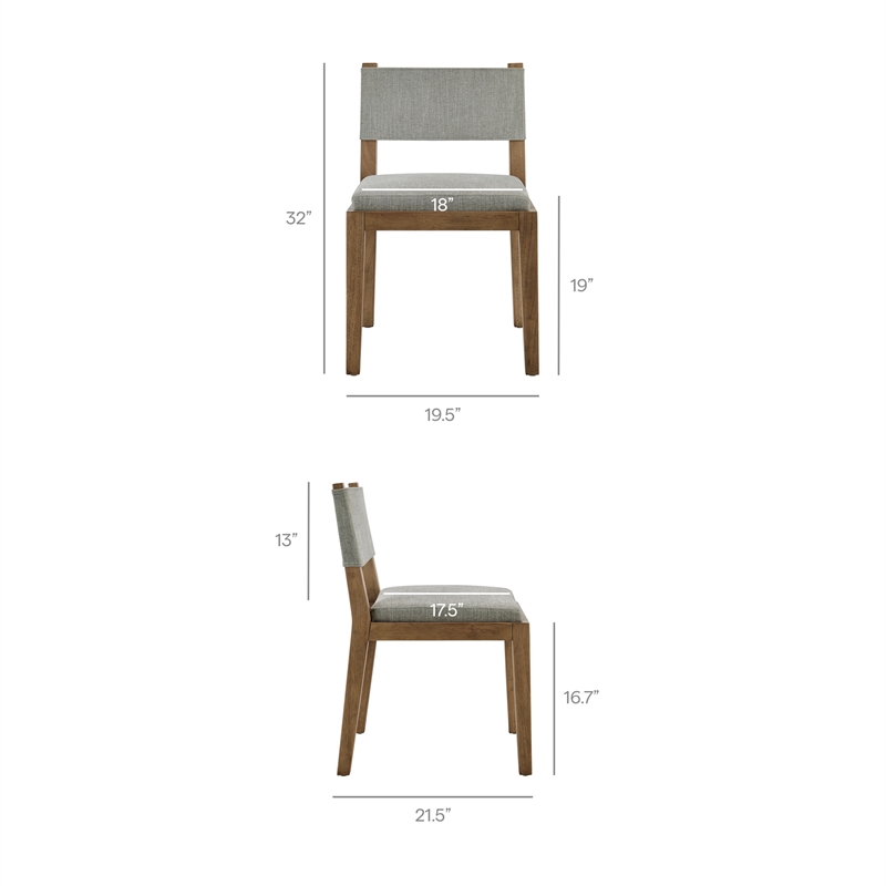 Calder Fabric Upholstered Wood Armless Dining Chair in Wheat