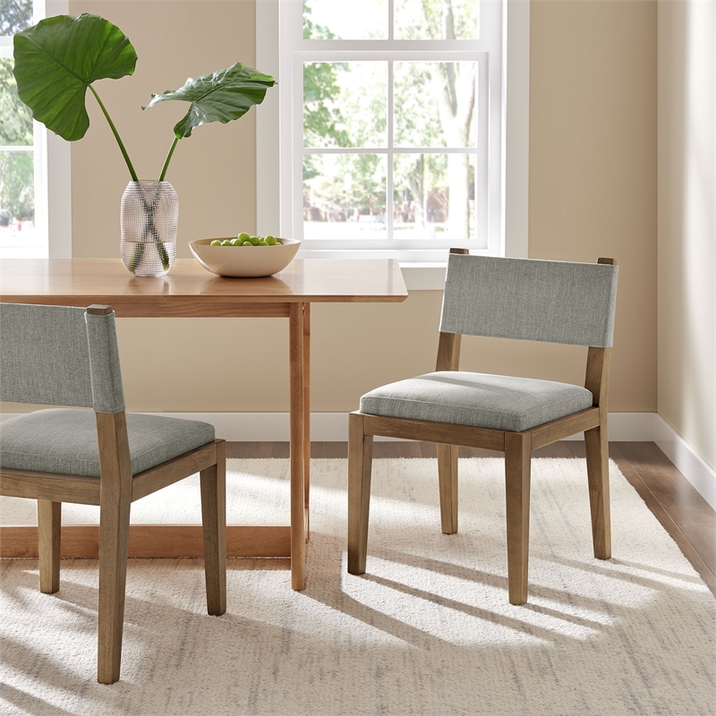 Calder Fabric Upholstered Wood Armless Dining Chair in Wheat