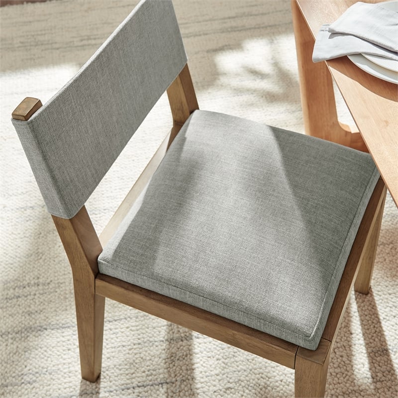 Calder Fabric Upholstered Wood Armless Dining Chair in Wheat