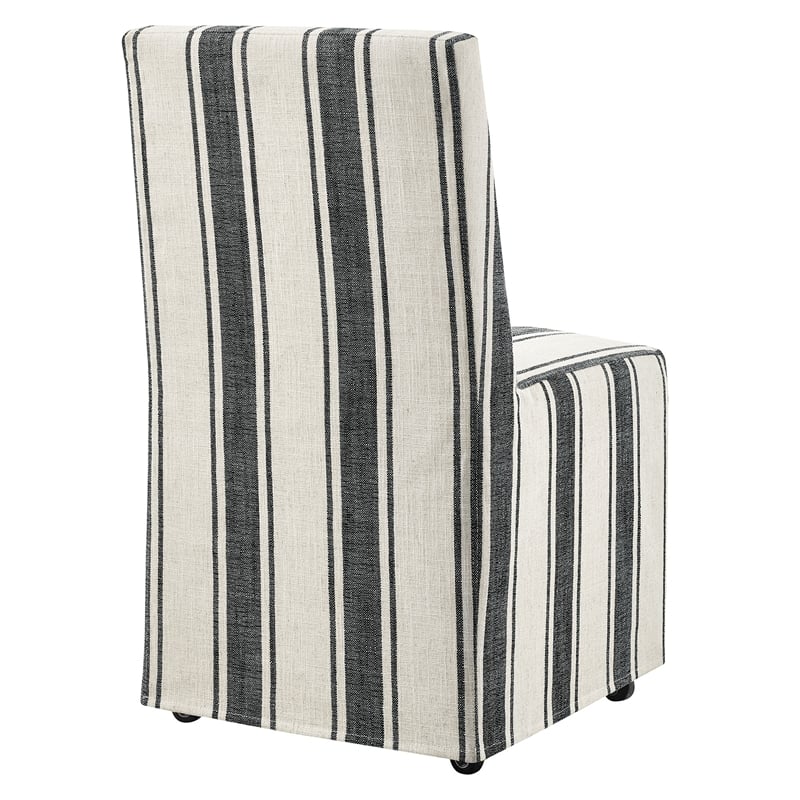 Tessera Striped Slipcovered Dining Side Chair in Black Stripe