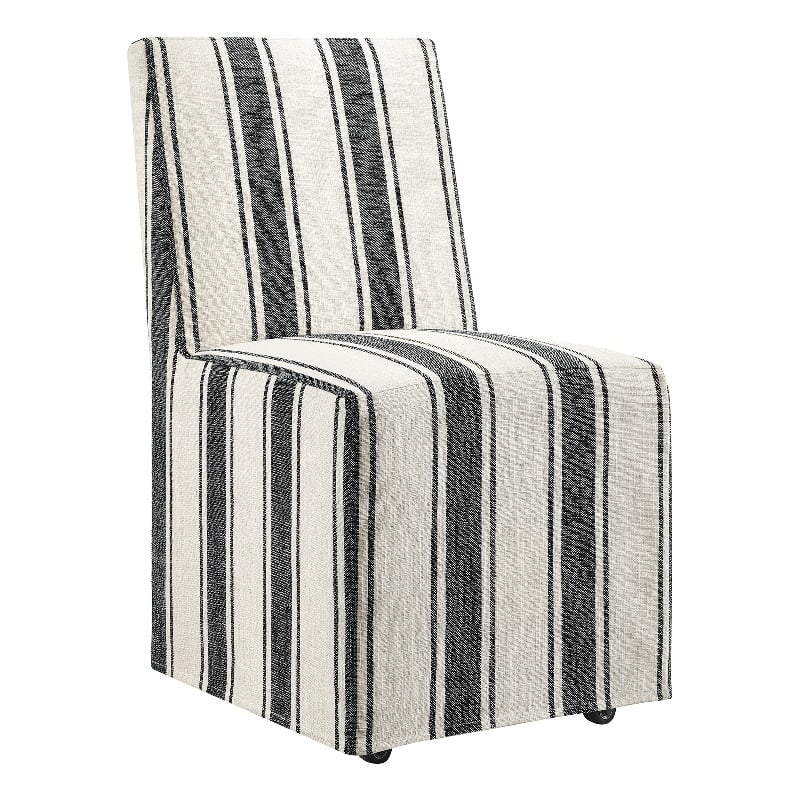 Tessera Striped Slipcovered Dining Side Chair in Black Stripe