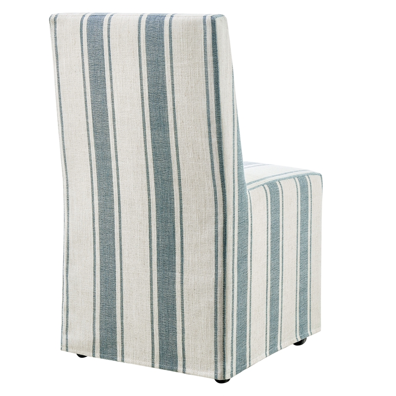 Tessera Striped Slipcovered Dining Side Chair in Blue Stripe