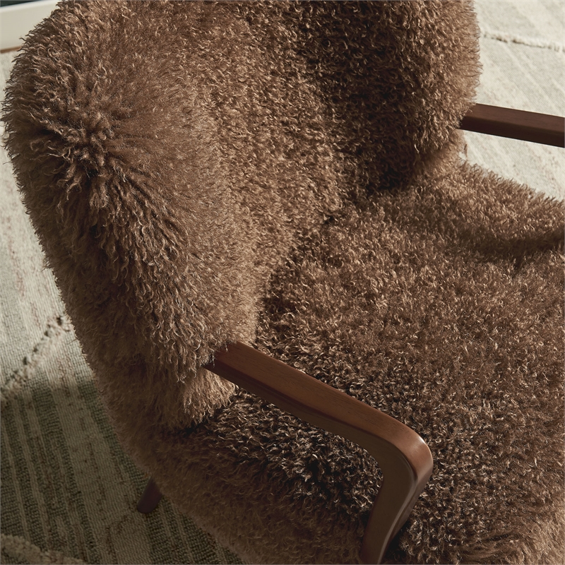 Zerra Faux Shearling Accent Armchair in Brown