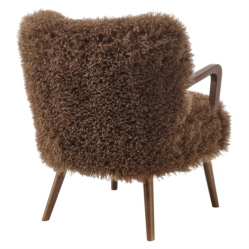 Zerra Faux Shearling Accent Armchair in Brown