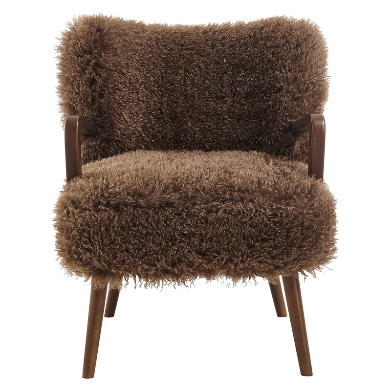 Zerra Faux Shearling Accent Armchair in Brown