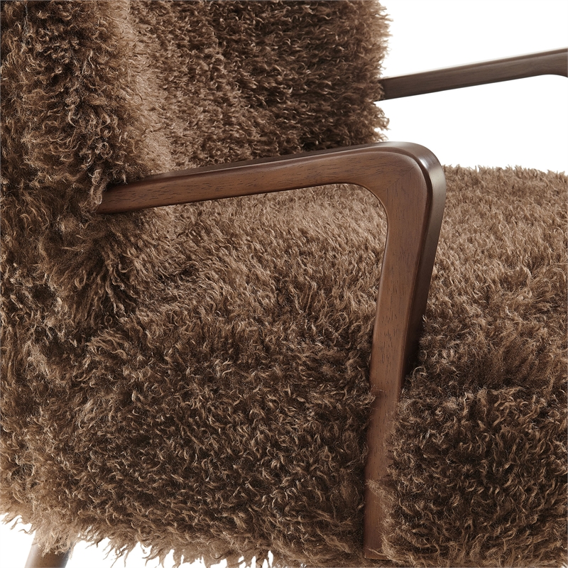 Zerra Faux Shearling Accent Armchair in Brown