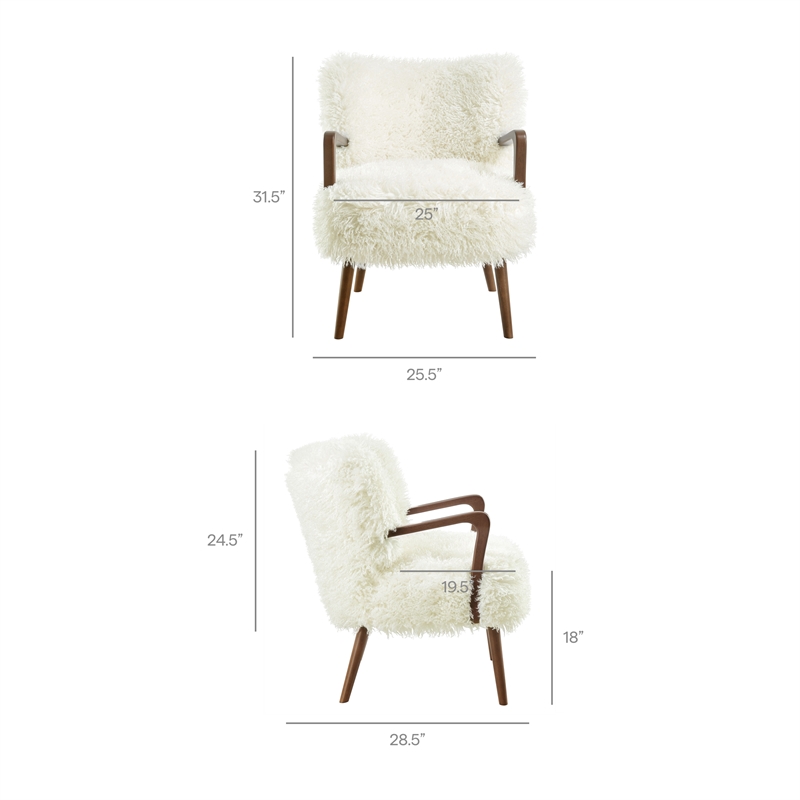 Zerra Faux Shearling Accent Armchair in White