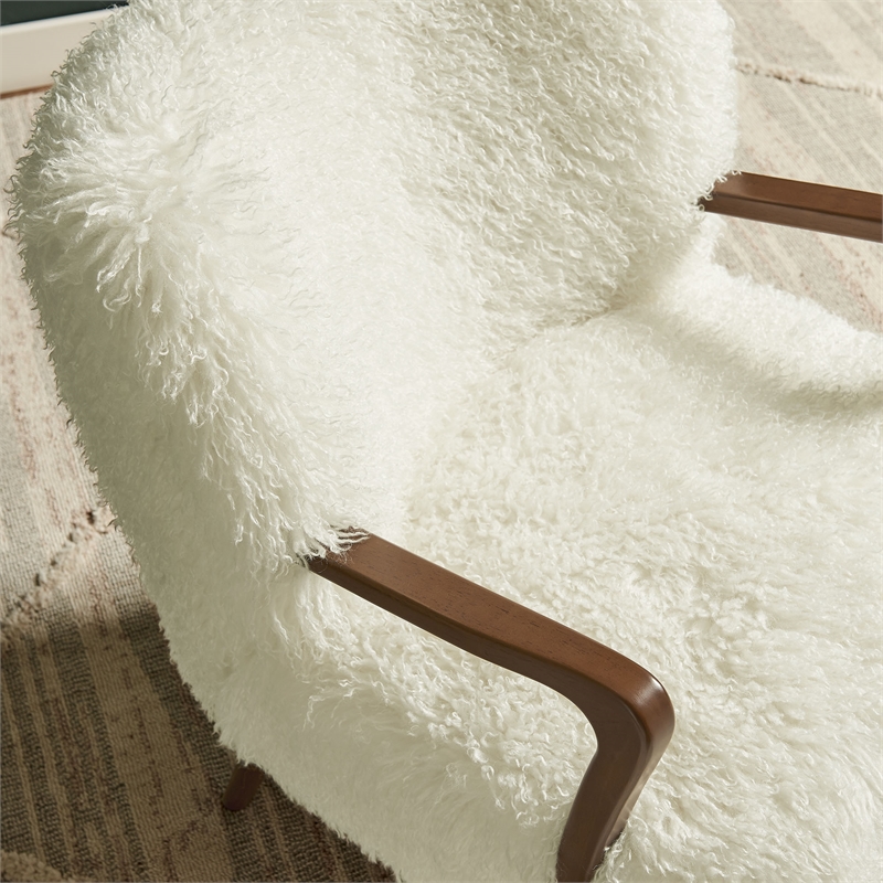 Zerra Faux Shearling Accent Armchair in White