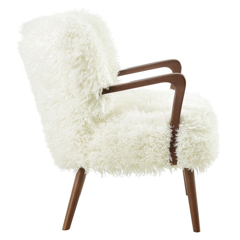 Zerra Faux Shearling Accent Armchair in White