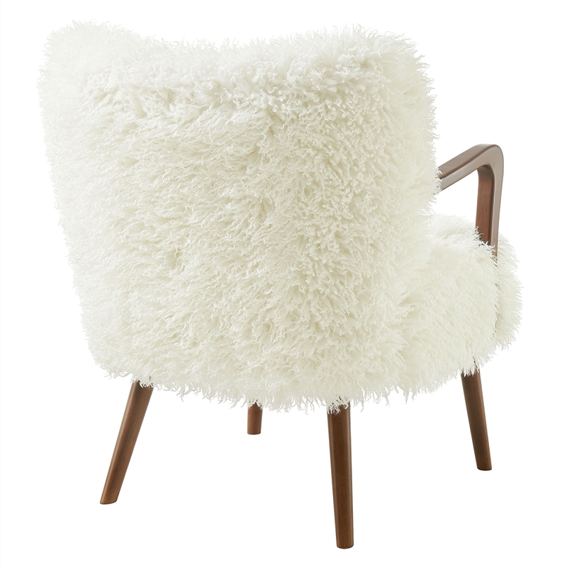 Zerra Faux Shearling Accent Armchair in White