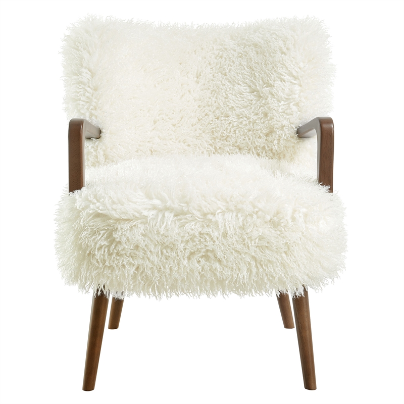 Zerra Faux Shearling Accent Armchair in White