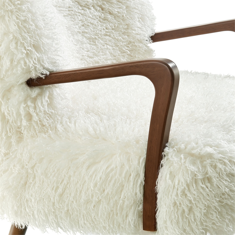 Zerra Faux Shearling Accent Armchair in White