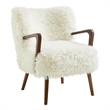 Zerra Faux Shearling Accent Armchair in White