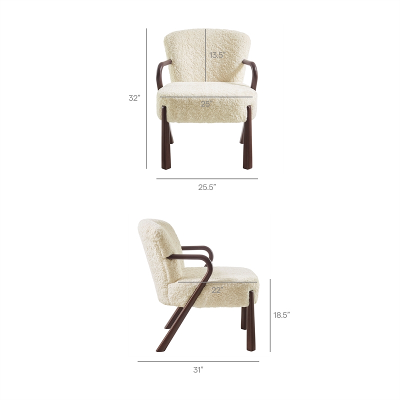 Arden Faux Shearling Accent Armchair in Ecru