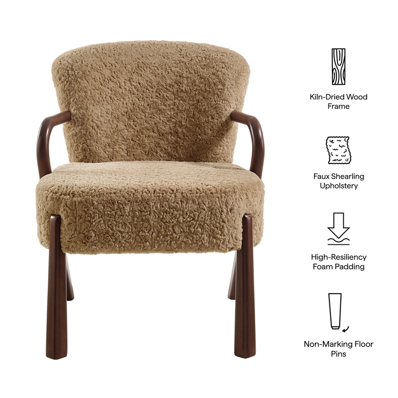 Arden Faux Shearling Accent Armchair in Sand