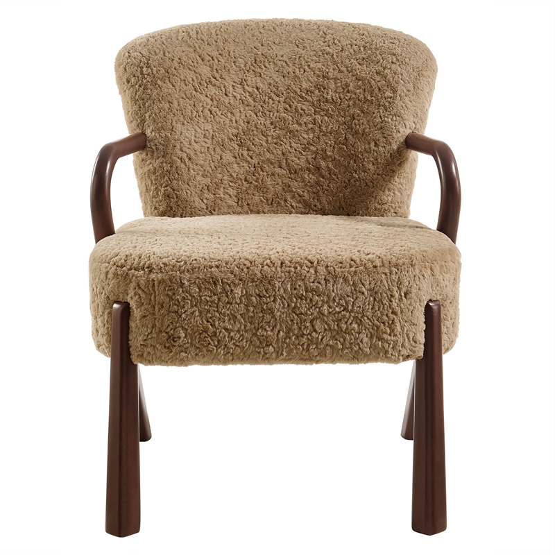 Arden Faux Shearling Accent Armchair in Sand