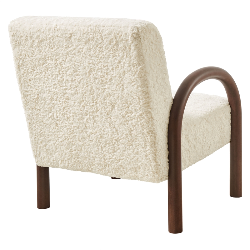 Lunet Faux Shearling Accent Armchair in Ecru