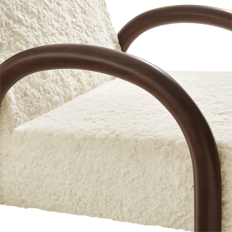 Lunet Faux Shearling Accent Armchair in Ecru