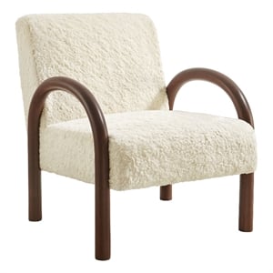 Lunet Faux Shearling Accent Armchair in Ecru