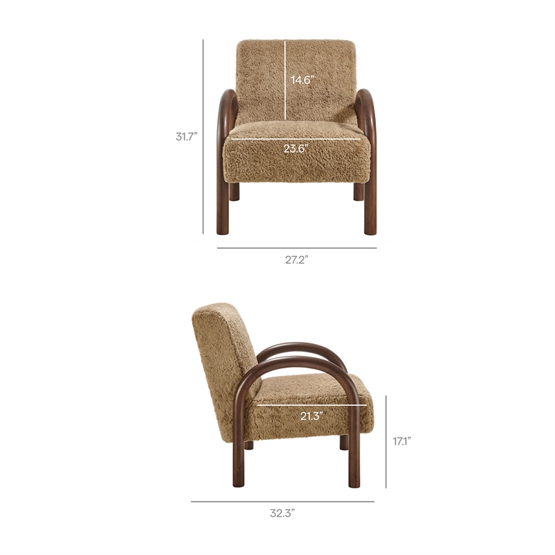 Lunet Faux Shearling Accent Armchair in Sand
